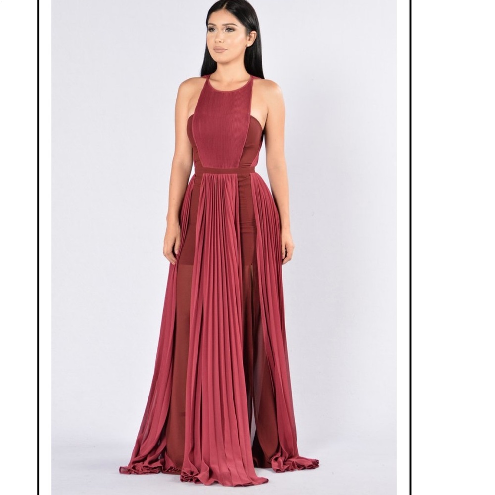 Long wine color dress